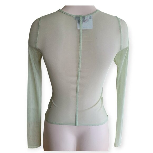 American Eagle Mesh Sheer Top XS Celery Green NWT - Picture 4 of 11